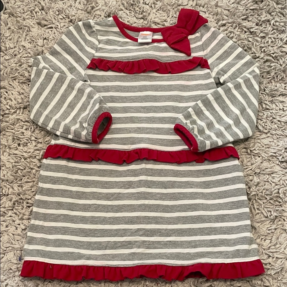 2013 Gymboree โBirdie Fair Isleโ Bow Ruffle Stripe Dress, Size 3T